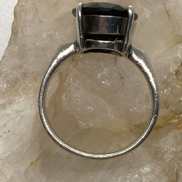 Dark Brown Smoky Quartz Solitaire Ring Size 9 Sterling Silver 925 Ring 7g - Picture 7 of 13